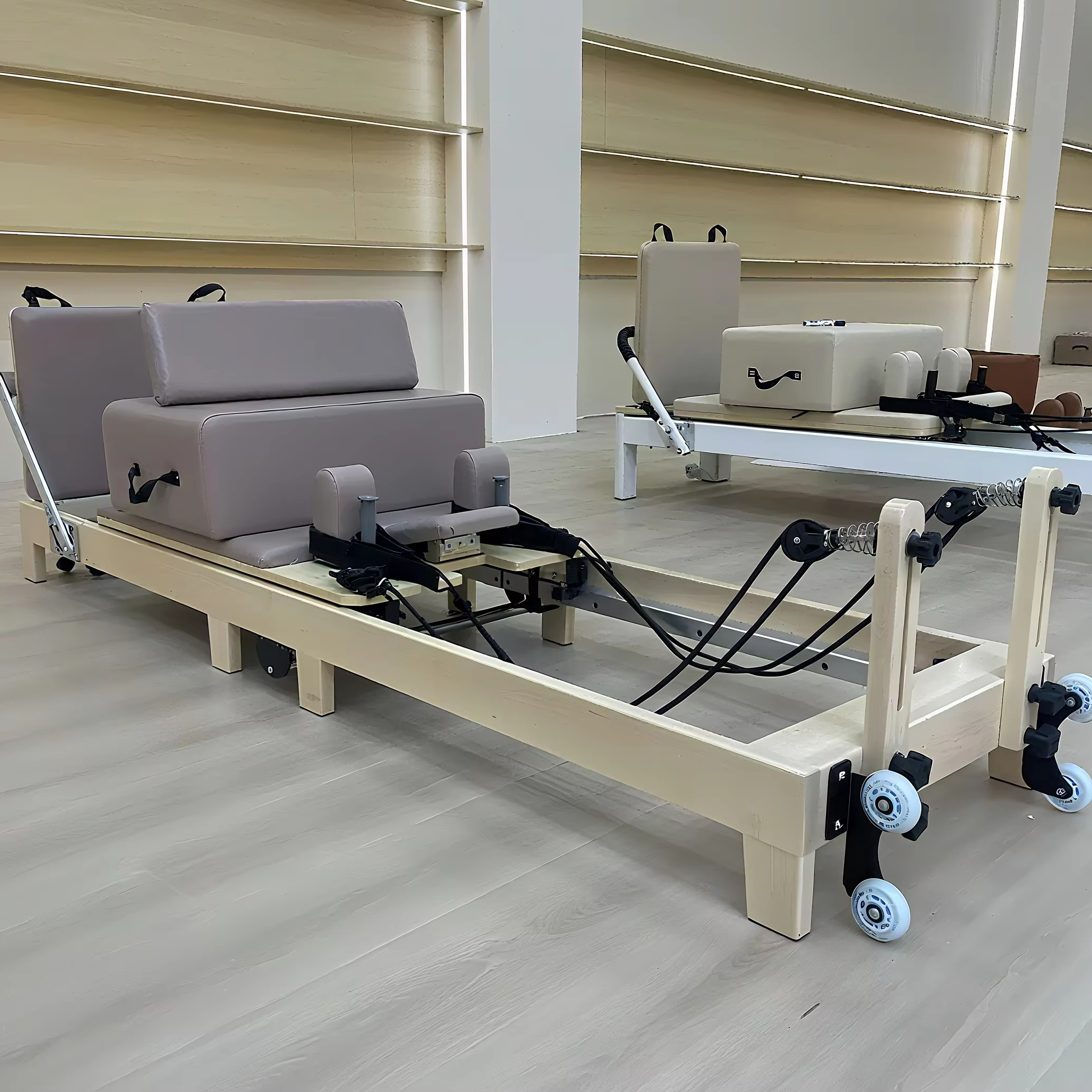 Pilates Reformer Spring - Space-Saving Foldable Wooden Pilates Reformer, 5-Level