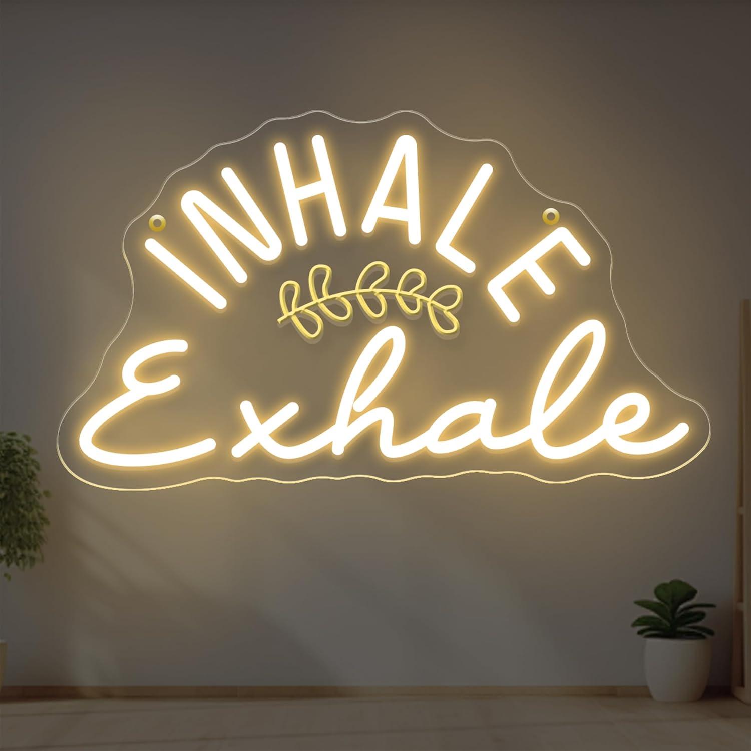 Inhale Exhale Neon Sign Dimmab - Pilates Yoga Wellness avaliação e preço