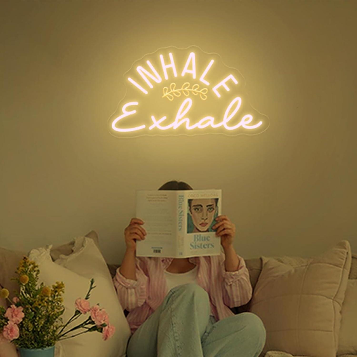 Inhale Exhale Neon Sign Dimmab - Pilates Yoga Wellness avaliação e preço