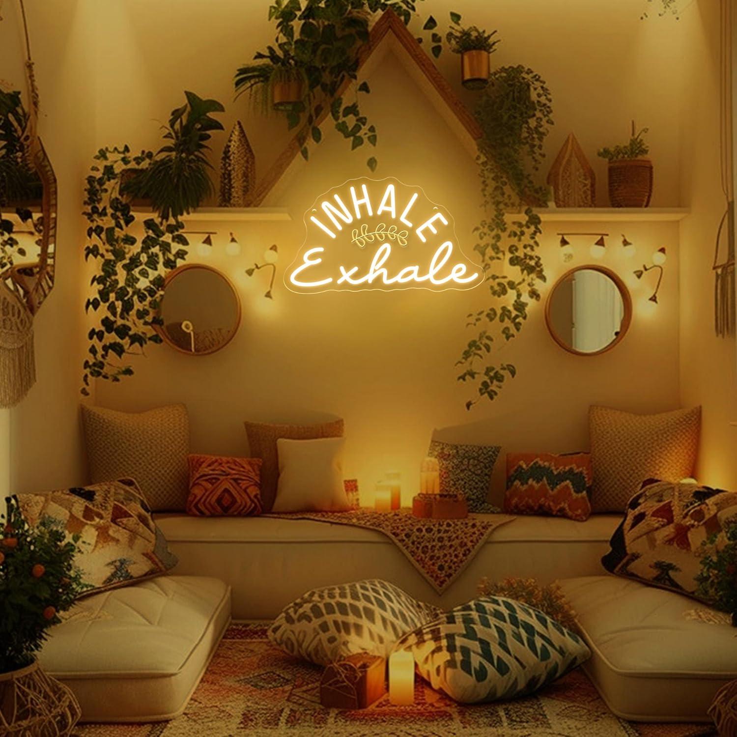 Inhale Exhale Neon Sign Dimmab - Pilates Yoga Wellness avaliação e preço