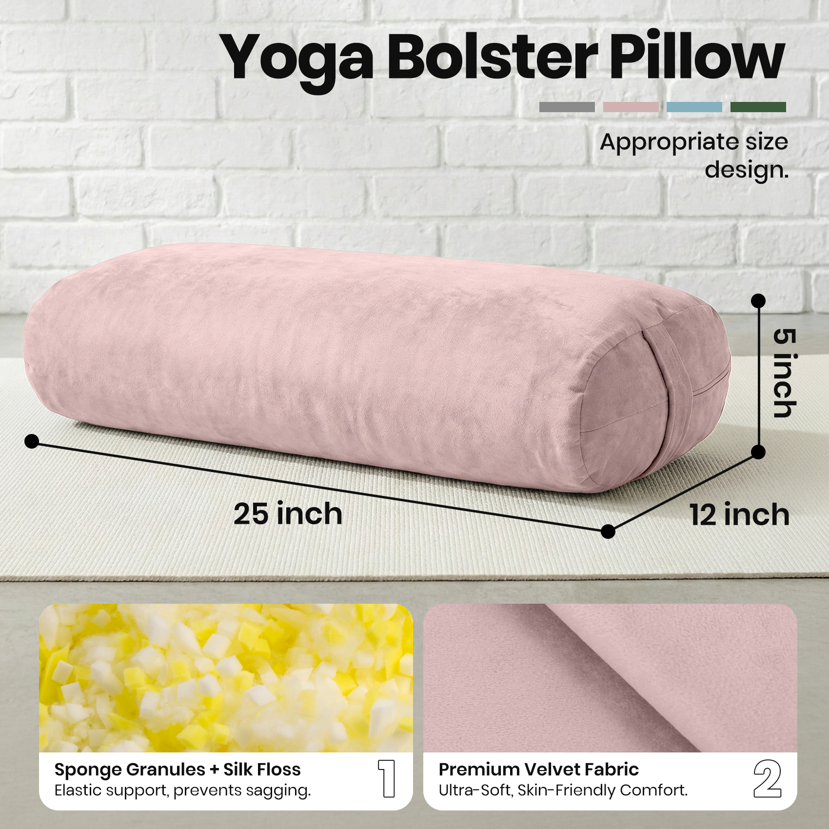 Yoga Bolster Pillow Pink Round - Pilates Yin Yoga avaliação e preço