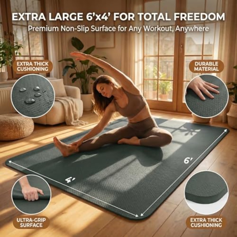 Large Yoga Mat 6'x 4'72x 481/4 - Pilates X Yoga avaliação e preço