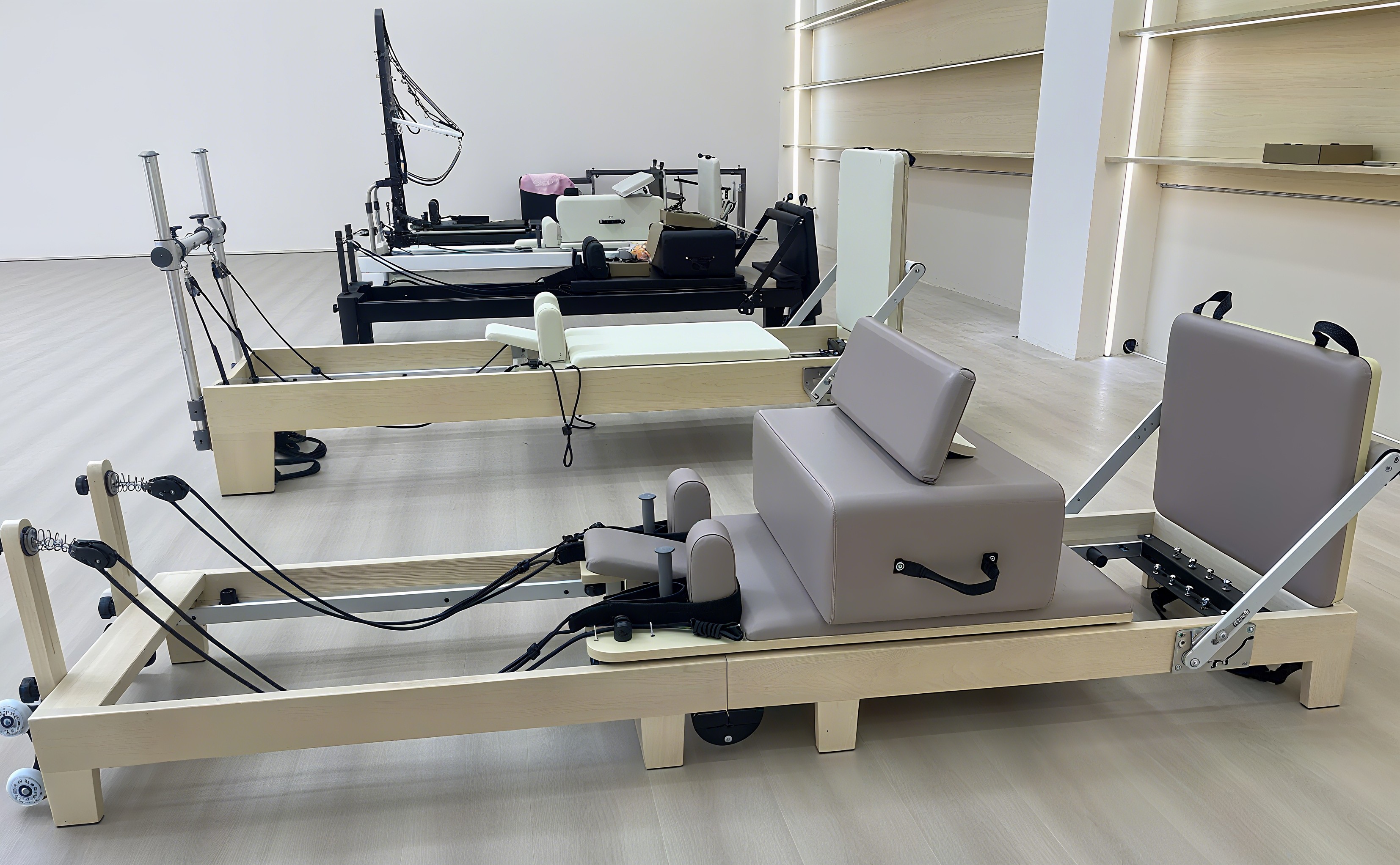 Space-Saving Foldable Wooden P - Pilates Reformer Spring avaliação e preço