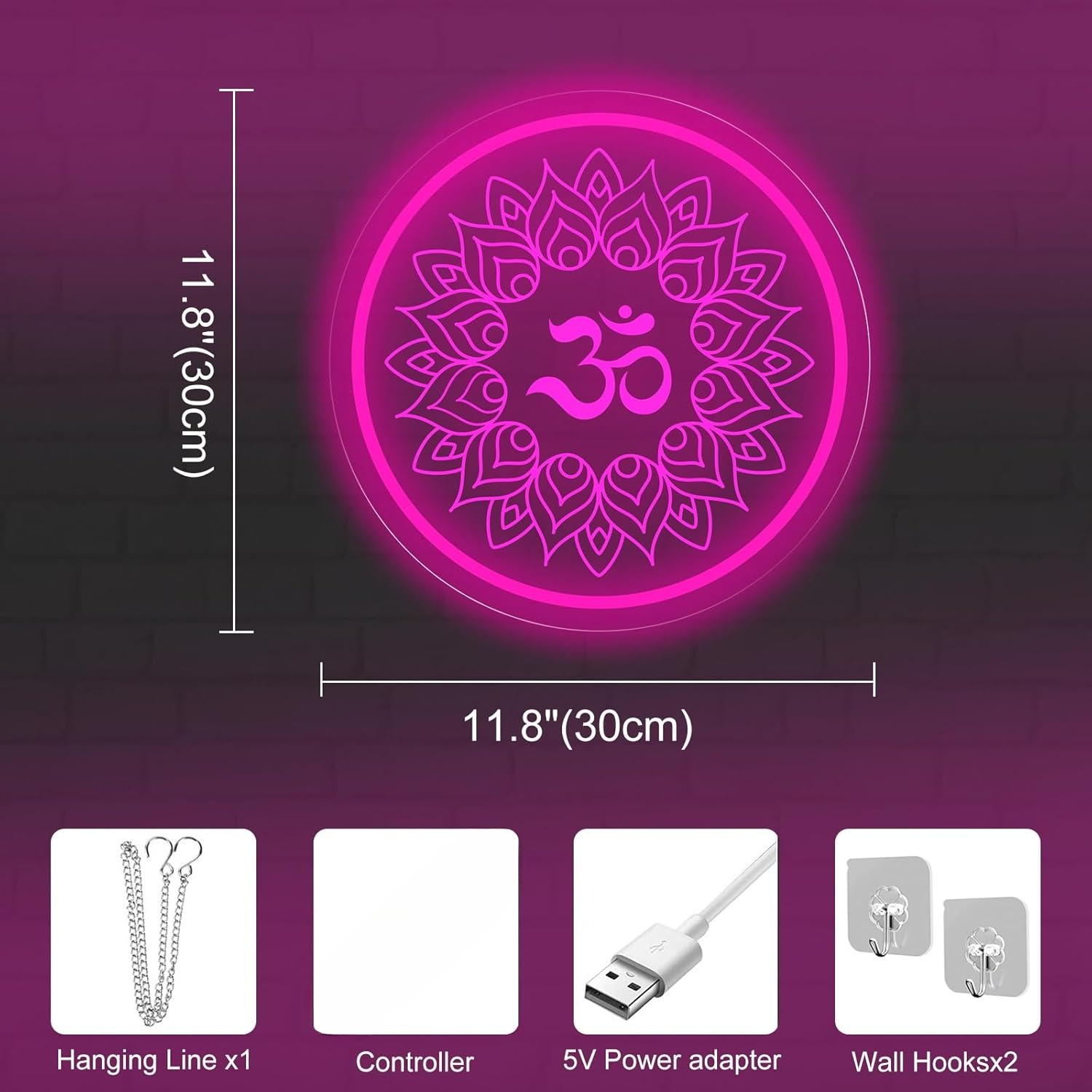 Om Mandala Neon Sign USB Power - Pilates And Yoga Studio avaliação e preço