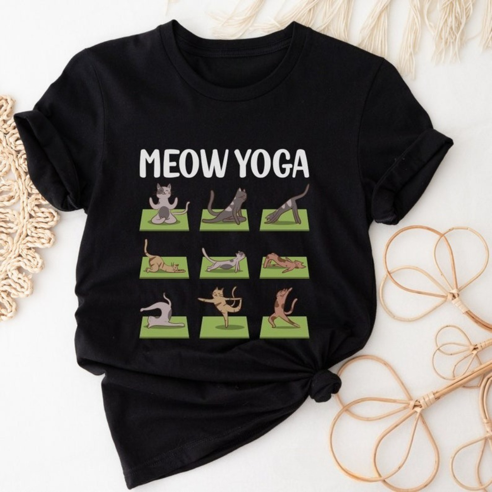 Cat Yoga Shirt Funny Casual Te - Pilates Yoga Instructor avaliação e preço