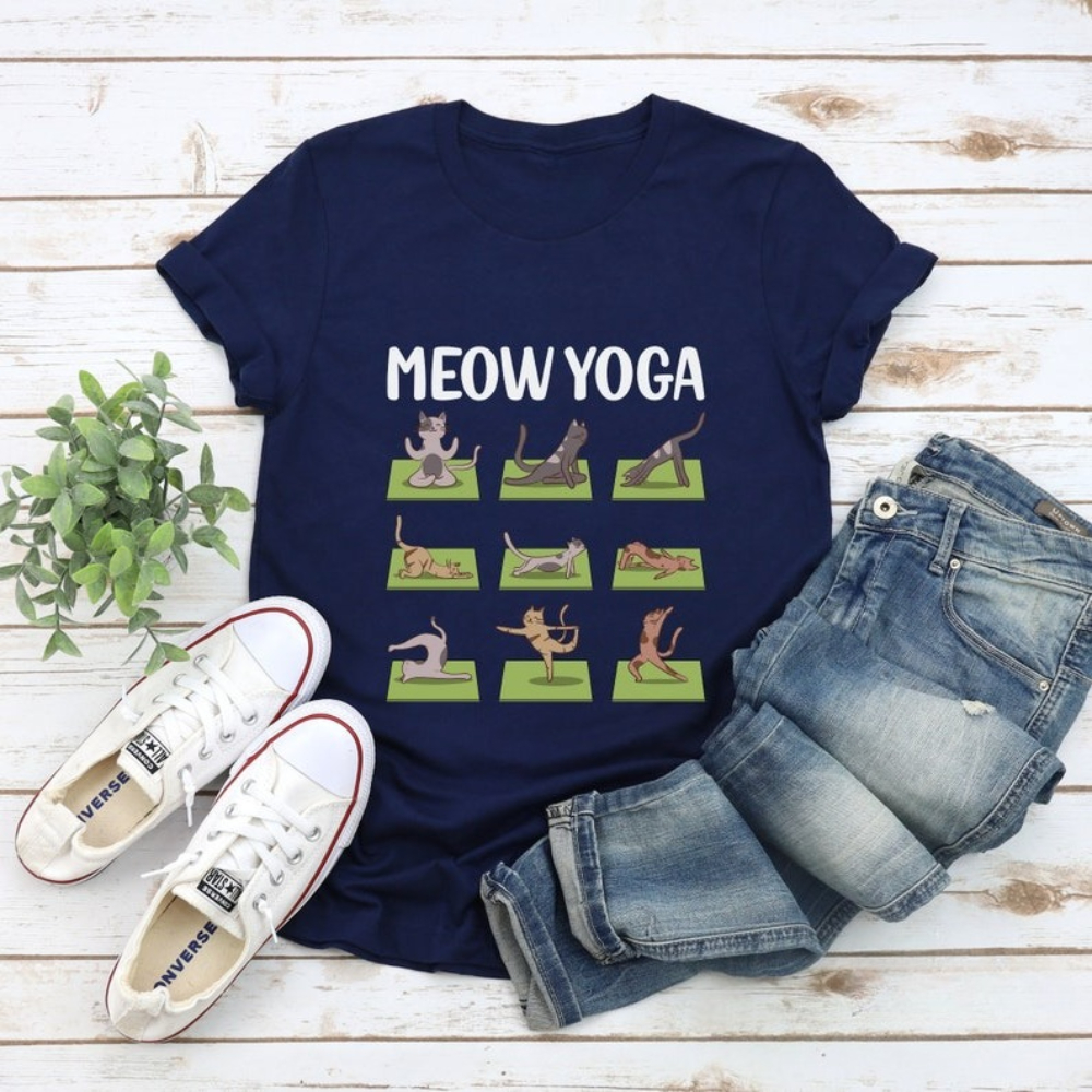 Cat Yoga Shirt Funny Casual Te - Pilates Yoga Instructor avaliação e preço