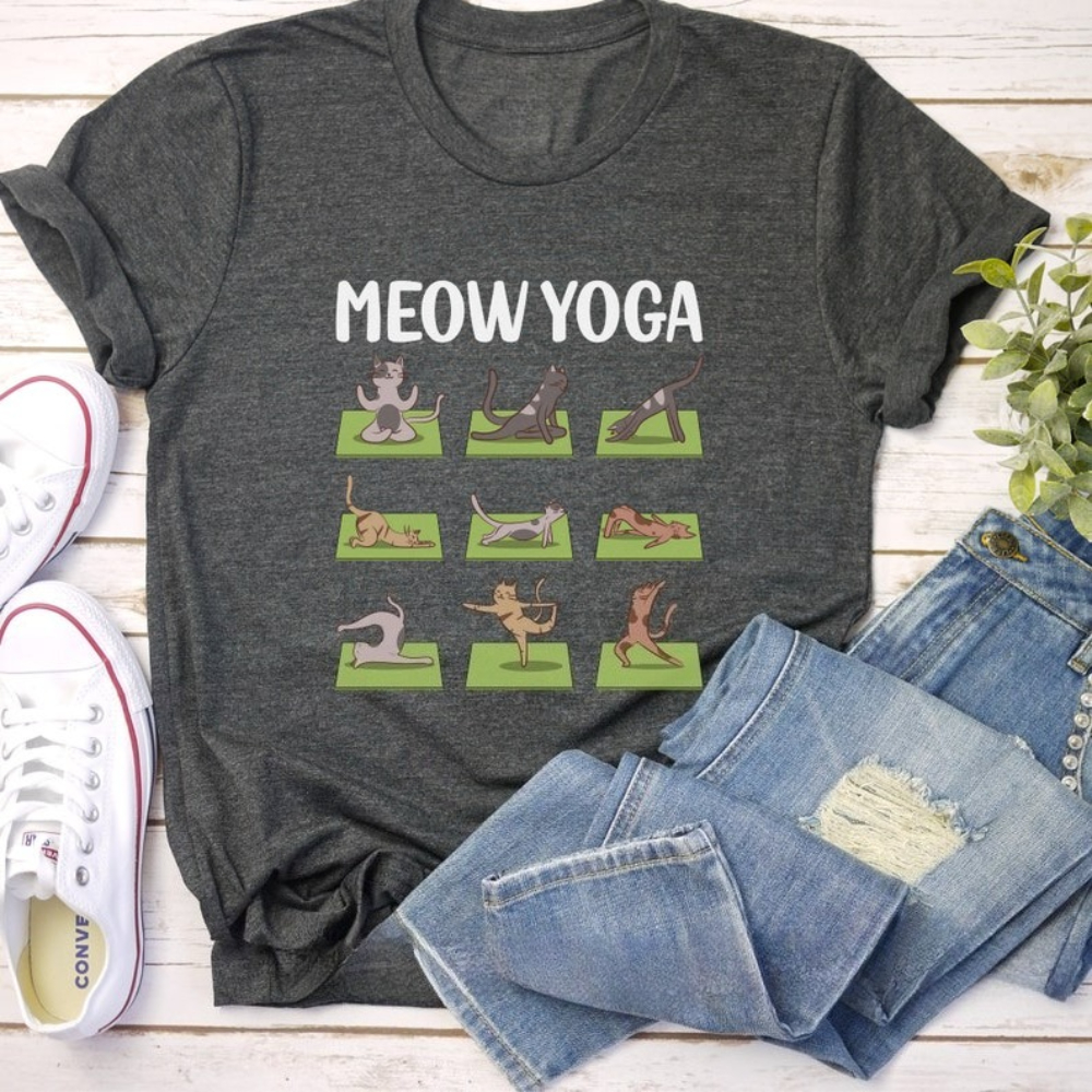 Cat Yoga Shirt Funny Casual Te - Pilates Yoga Instructor avaliação e preço