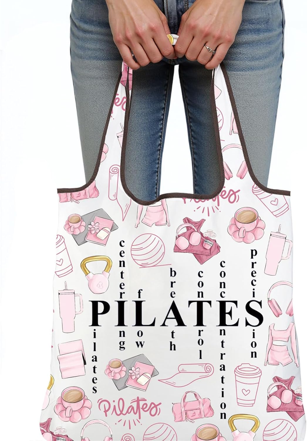 Pink Pilates Tote Bag Gifts fo - Pilates Yoga Instructor avaliação e preço