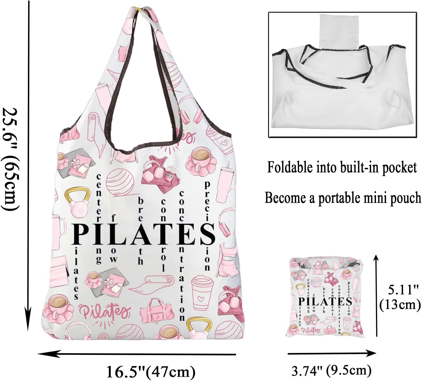Pink Pilates Tote Bag Gifts fo - Pilates Yoga Instructor avaliação e preço