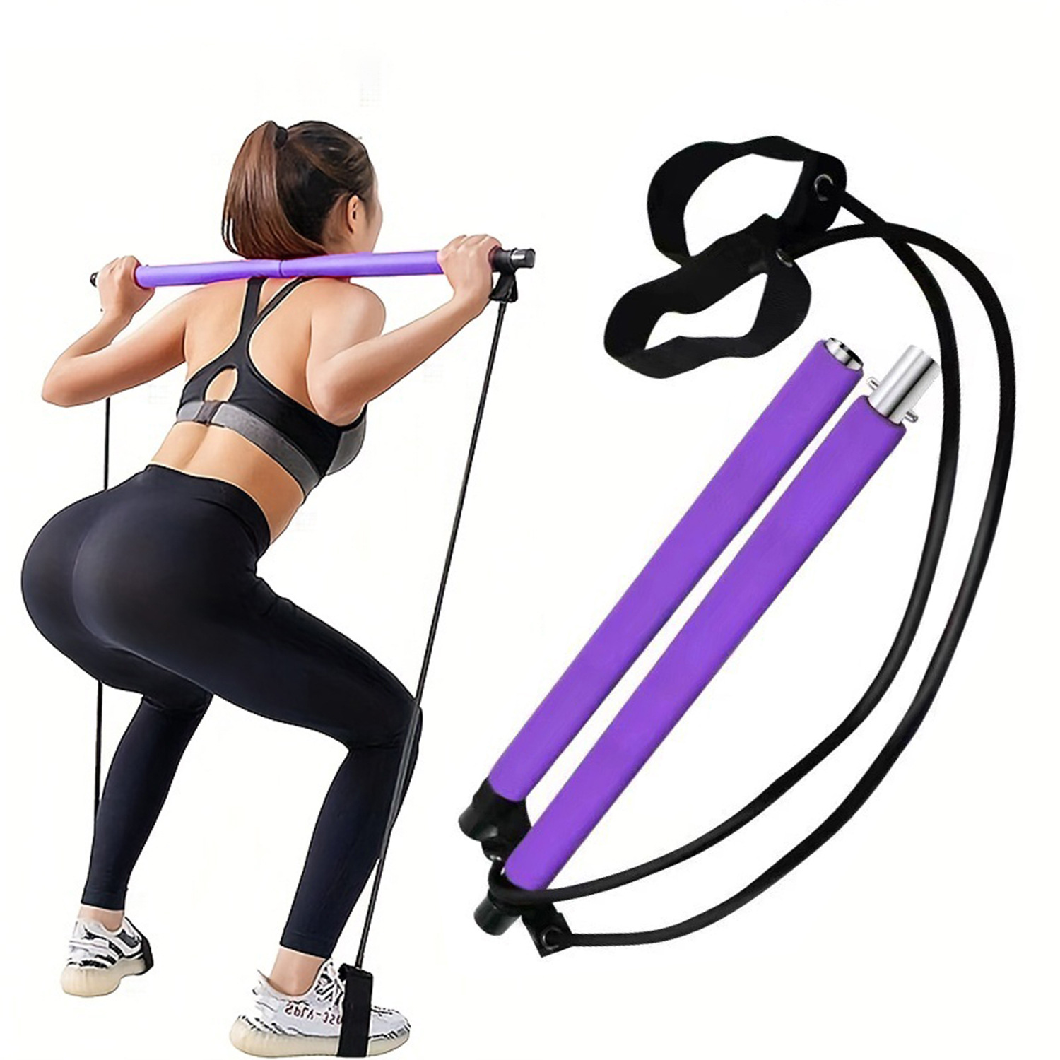 7Pcs Portable Yoga Pilates Bar - Pilates Yoga Tone avaliação e preço