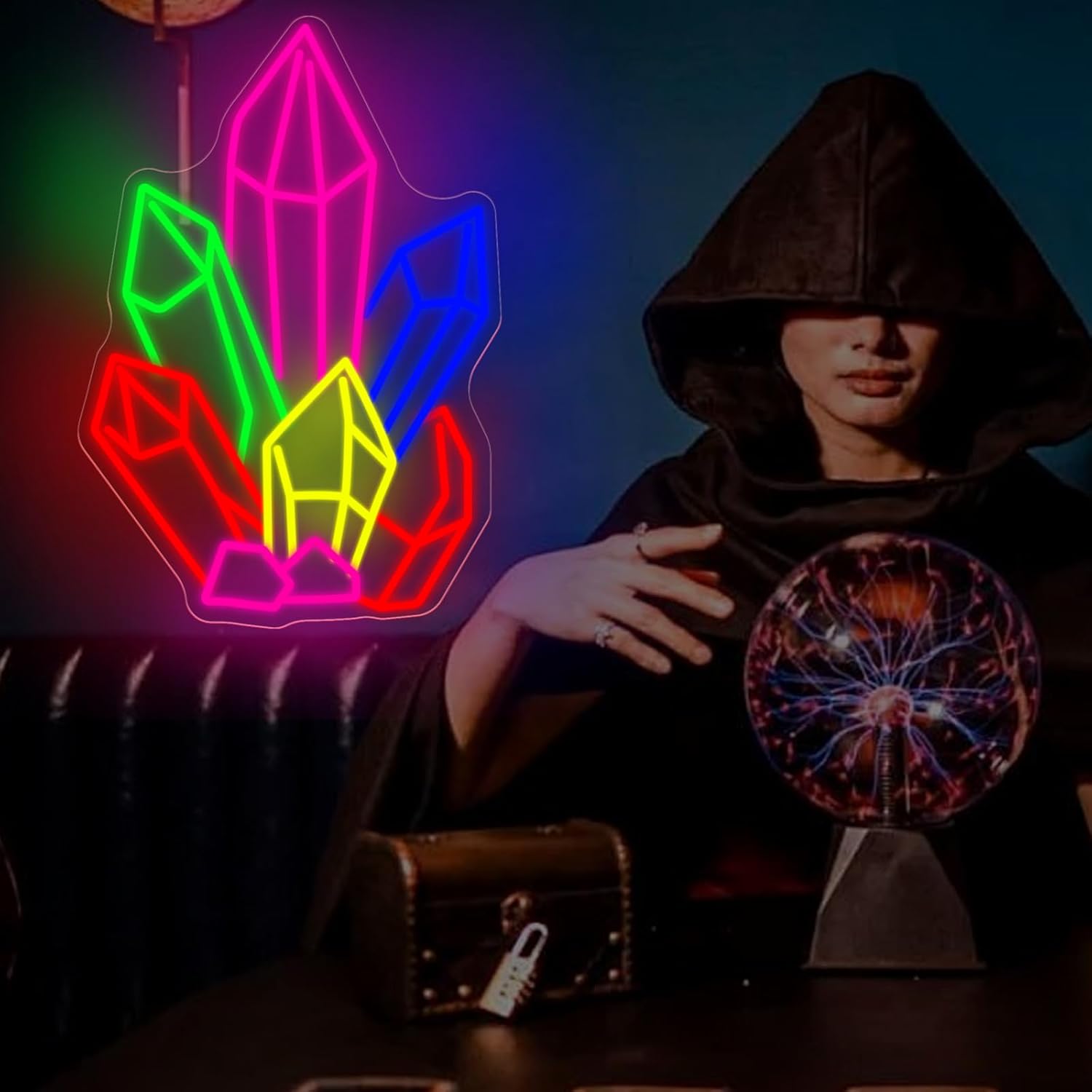 Crystals Stones Tarot Neon Sig - Pilates And Yoga Studio avaliação e preço