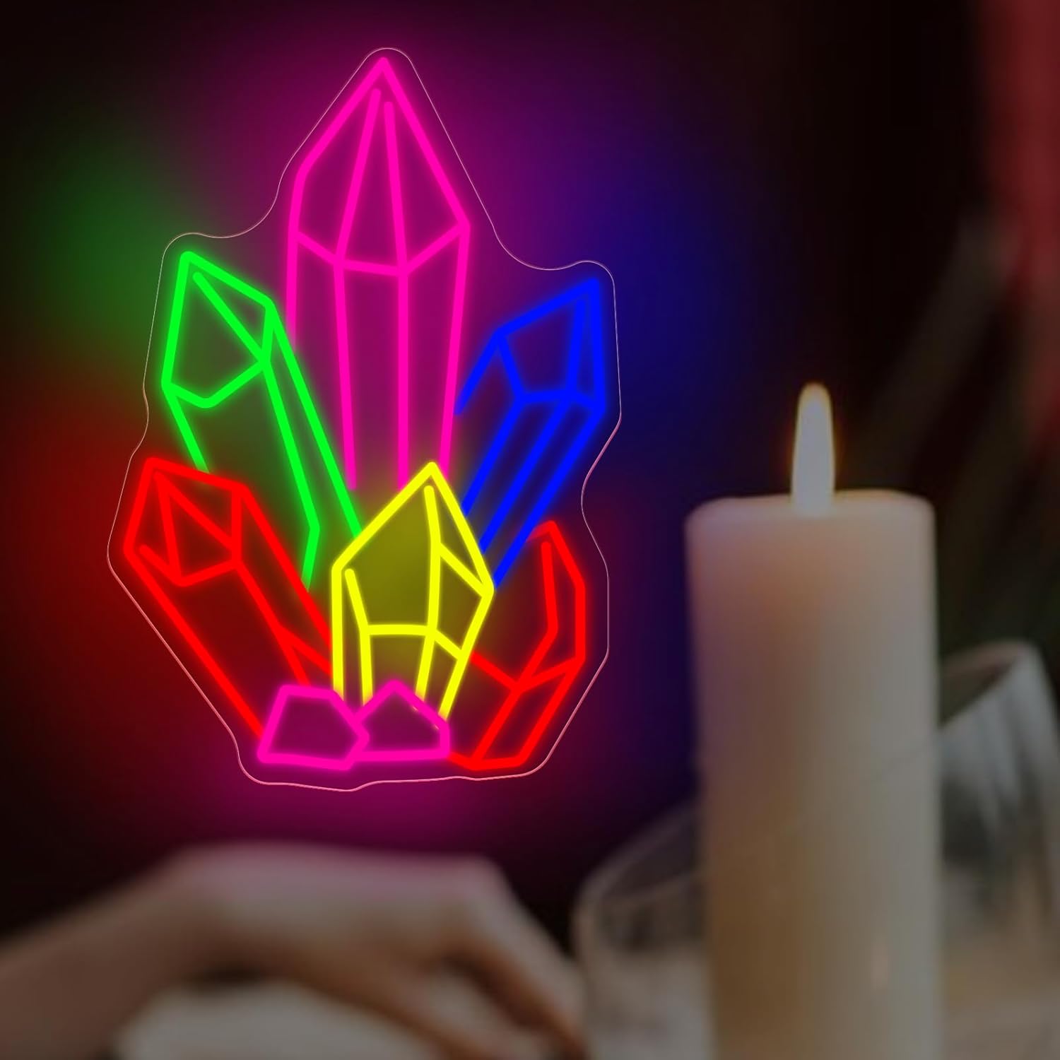 Crystals Stones Tarot Neon Sig - Pilates And Yoga Studio avaliação e preço