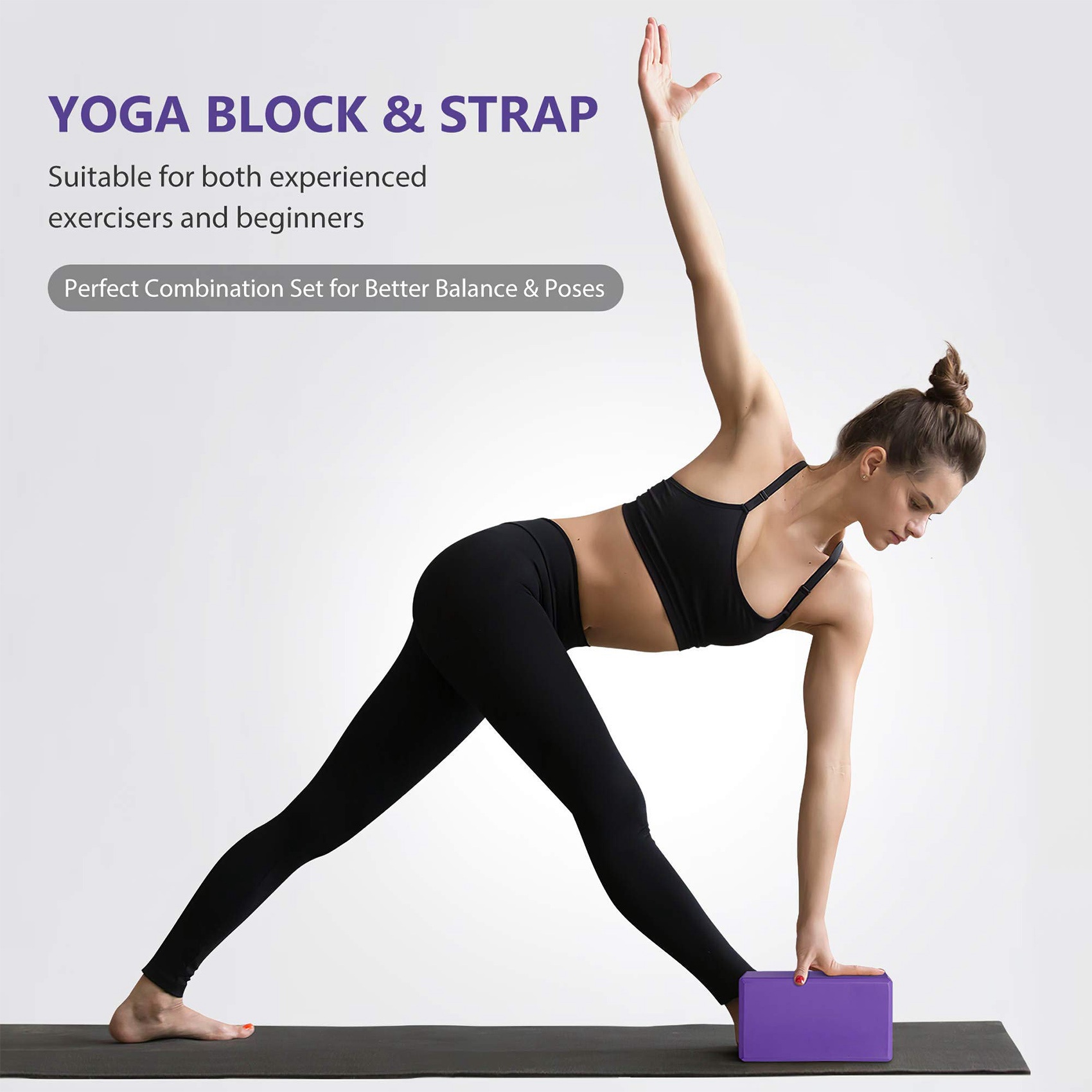 AEB0-Yoga Block And Yoga Strap - Pilates Yoga Tone avaliação e preço