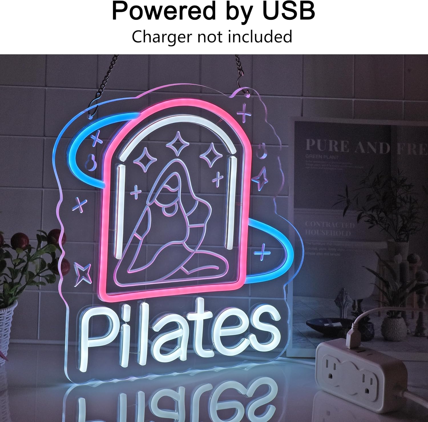 Pilates Neon Sign Art Wall Lig - Pilates Yoga Wellness avaliação e preço