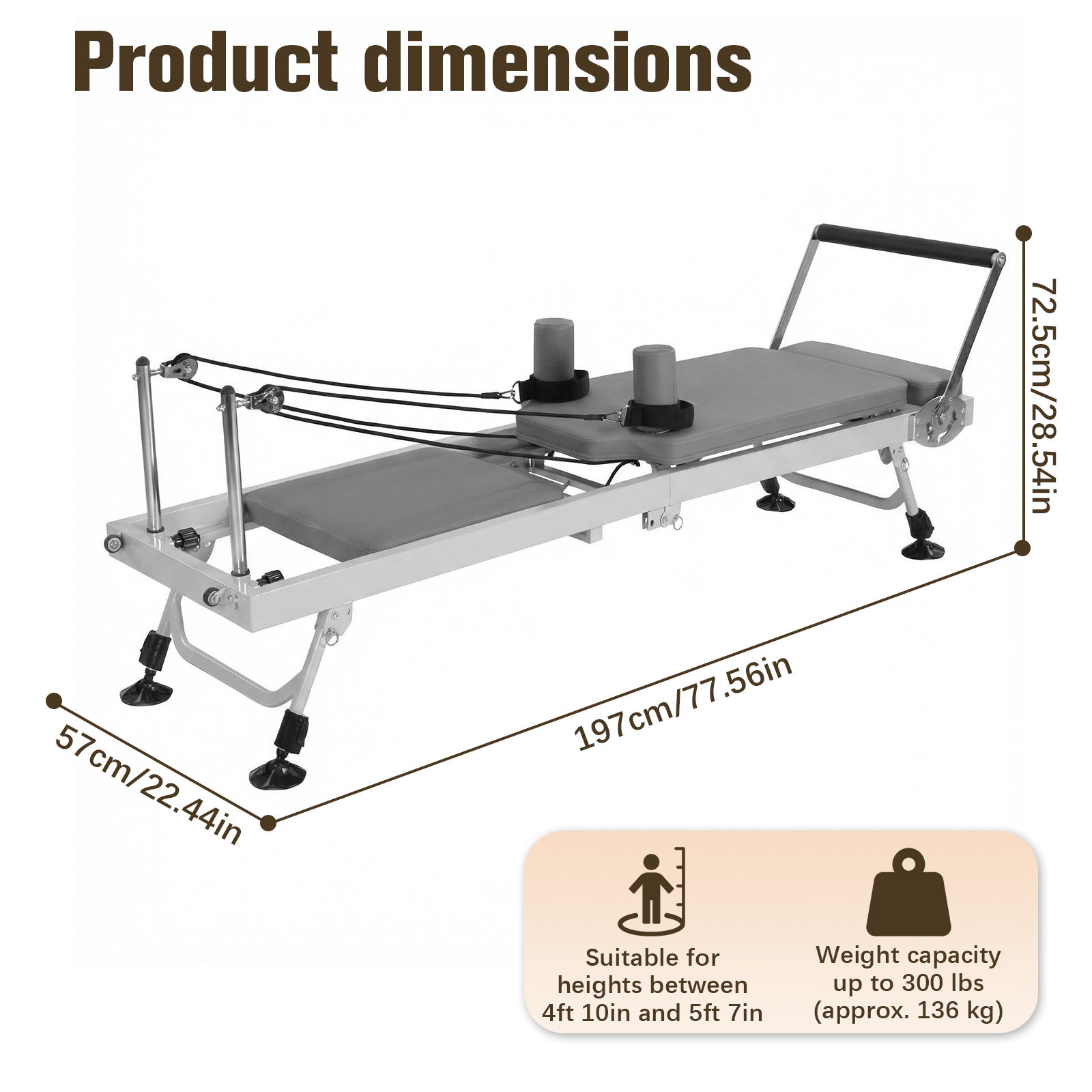 78 In Foldable Pilates Machine - Pilates Reformer Spring avaliação e preço